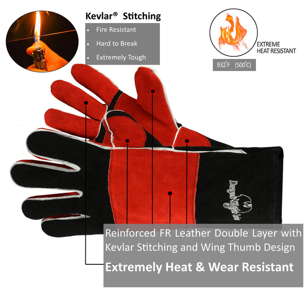 Strongarm Welding High Heat/Fire Resistant Leather Welding Gloves up to 932° F (500℃)